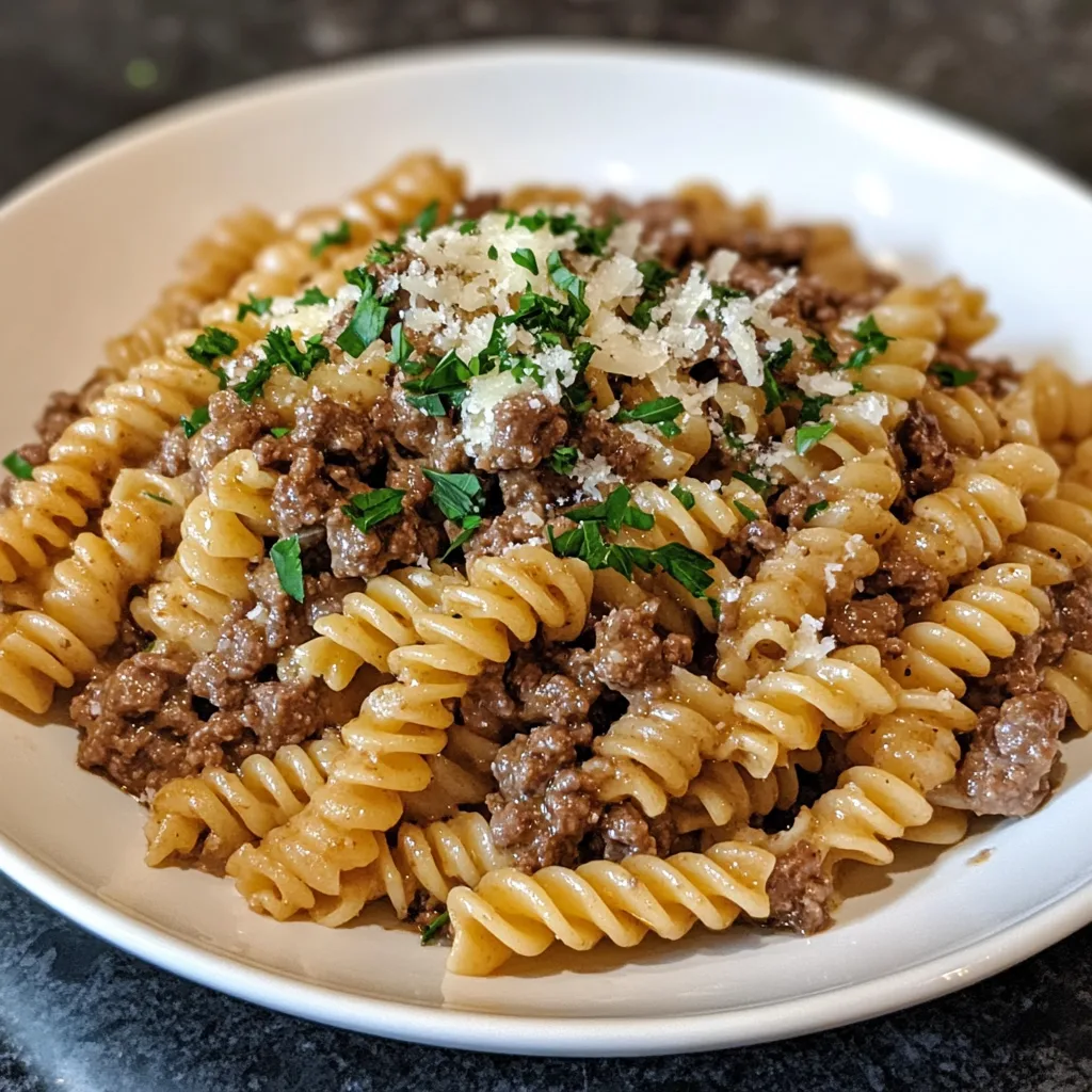 Garlic Parmesan Pasta with Creamy Beef Rotini image 1