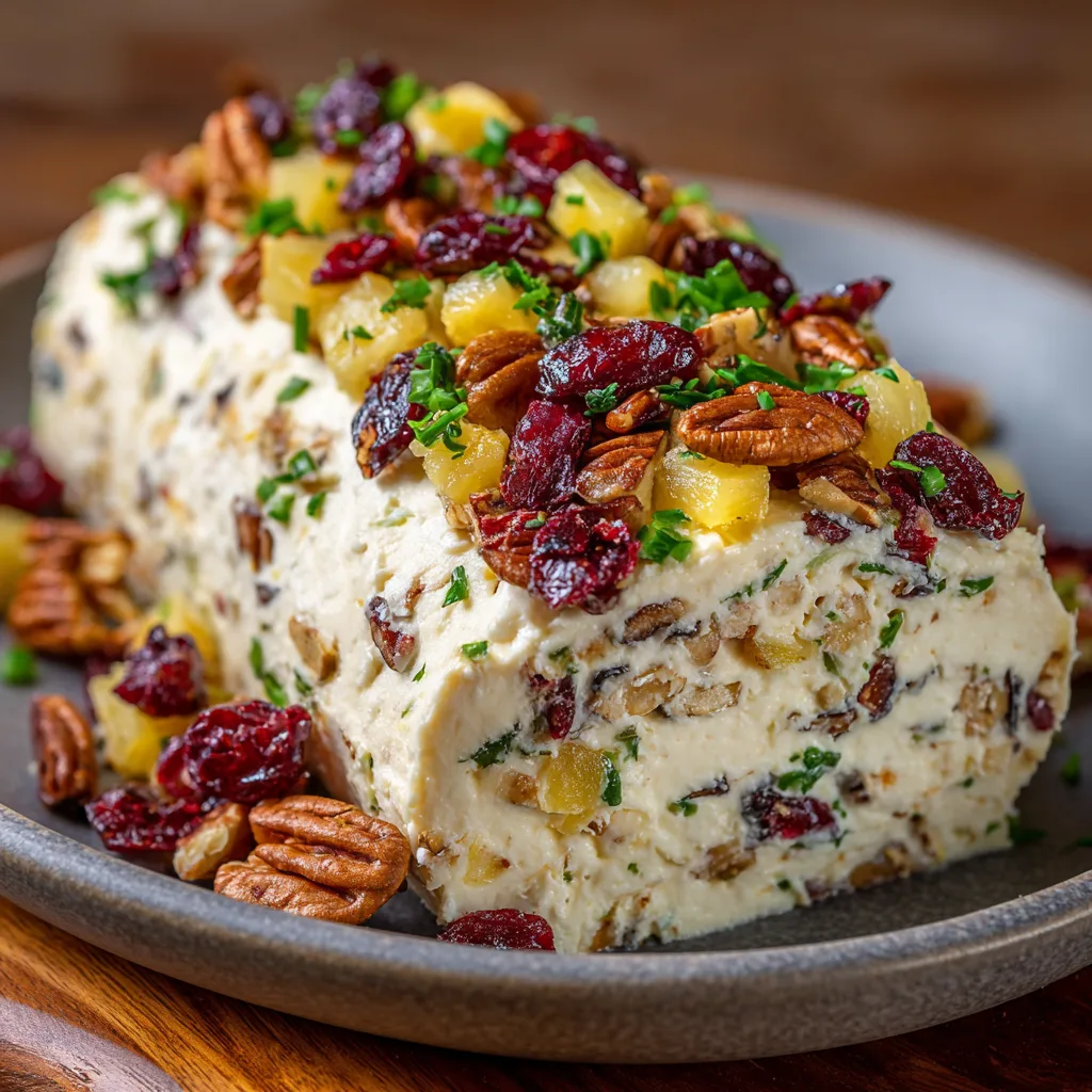 Pineapple Cranberry Holiday Cheese Log1