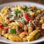 Crockpot Philly Cheesesteak Pasta Casserole 1