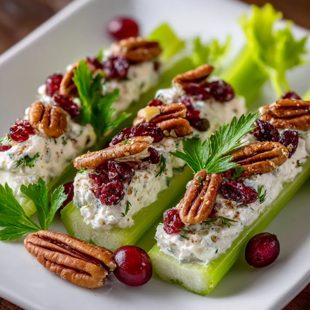 Cranberry Pecan Cream Cheese Stuffed Celery 1