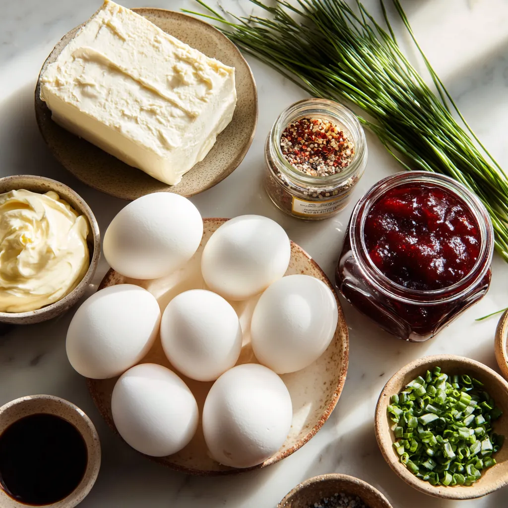 Cranberry Pepper Jelly Cream Cheese Deviled Eggs 2