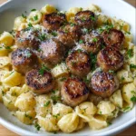Garlic Butter Sausage Bites with Creamy Parmesan Pasta 1