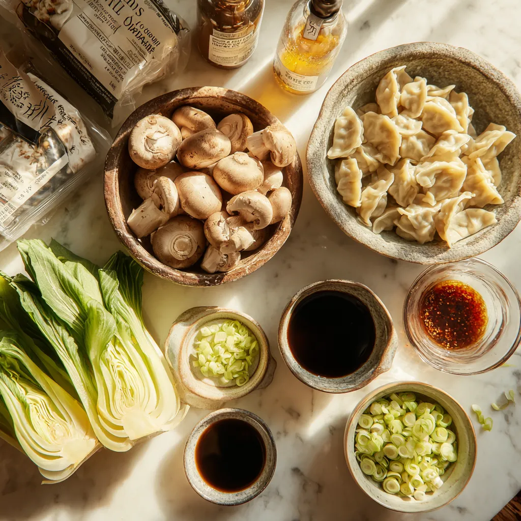 Potsticker Soup with Mushrooms Bok Choy 2