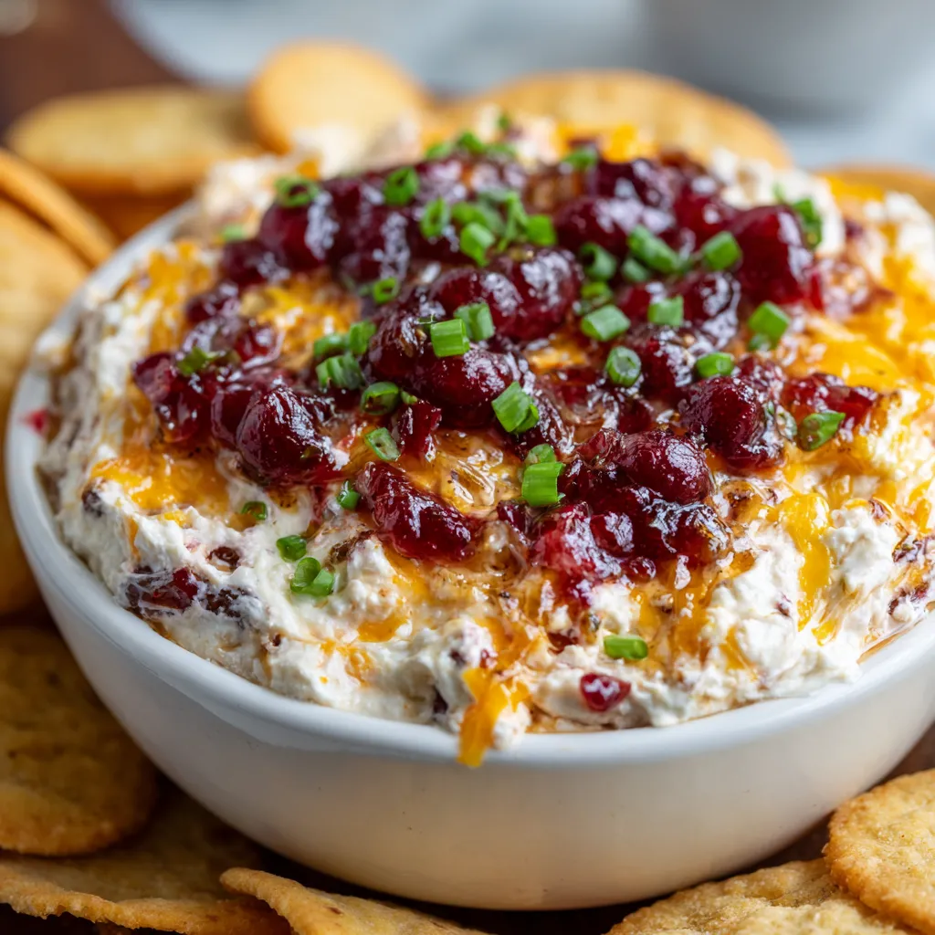 Sweet Heat Cranberry Pepper Jelly Warm Cheese Dip 1