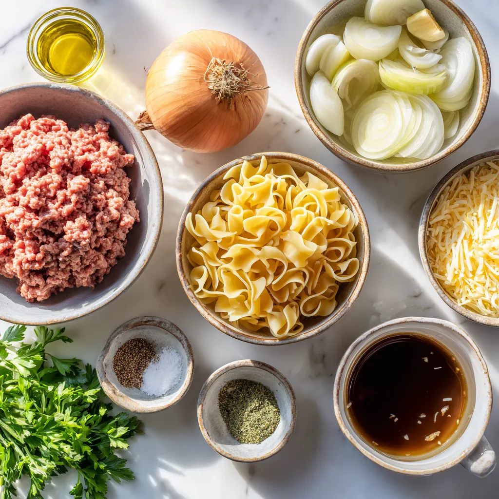 French Onion Ground Beef Noodle Casserole 2